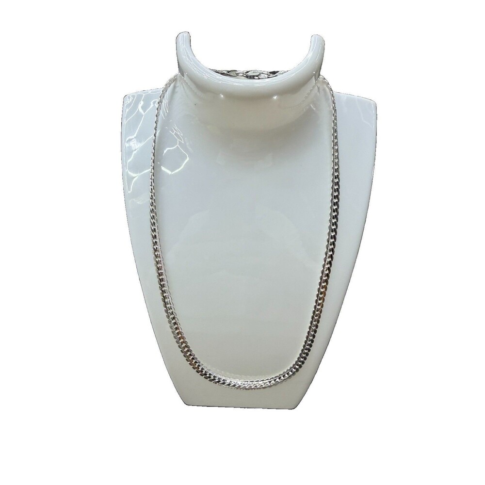 925 Silver Cuban Link Ribbed Finish Necklace 18” 5mm 17 Grams - Picture 3 of 7